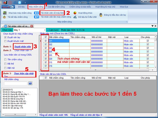 Cách thêm nhân viên mới vào máy chấm công wise eye on 39 3 Các bước tải nhân viên về máy tính
