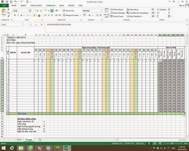 Cách làm bảng chấm công trong Excel để quản lý nhân sự