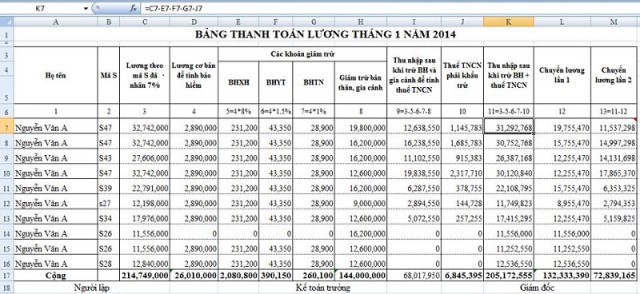 Cách tính lương cơ bản trong excel.